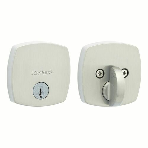 Kwikset 258MDT-15S.STRKP Midtown Low Profile SmartKey Deadbolt with 6AL Latch STRKP Strikes, Satin Nickel