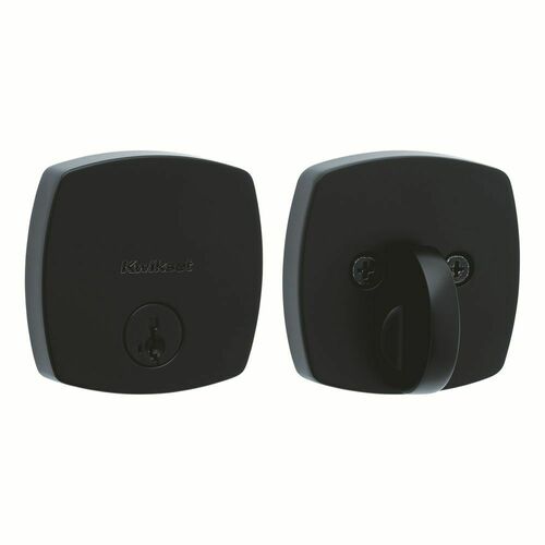 Kwikset 258MDT-514S.STRKP Midtown Low Profile SmartKey Deadbolt with 6AL Latch STRKP Strikes, KA3 Matte Black