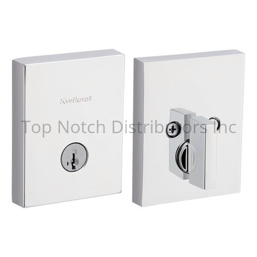 Kwikset 258RCT-26S.STRKP Contemporary Low Profile SmartKey Deadbolt with 6AL Latch Strikes, KA3 Chrome