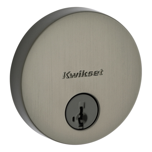 Kwikset 258RDT-18GS.STRKP Uptown Round Low Profile Single Cylinder SmartKey Deadbolt, Gunmetal Finish