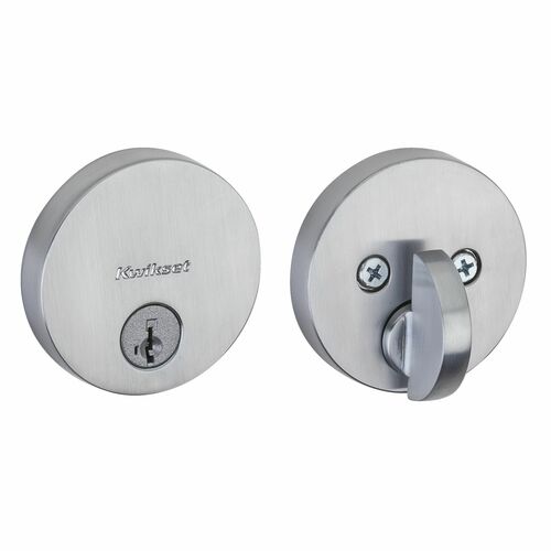 Kwikset 258RDT-26DS.STRKP Uptown Round Low Profile SmartKey Deadbolt with 6AL Latch, Satin Chrome