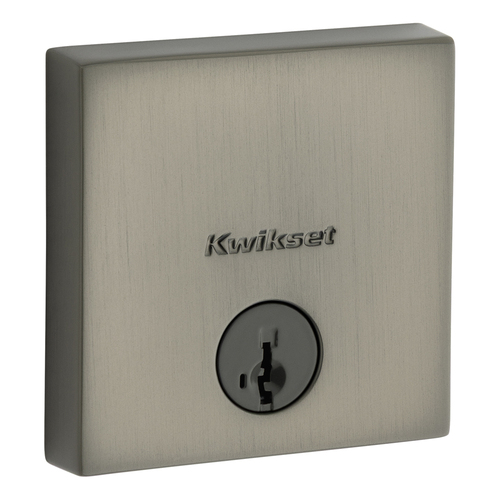 Kwikset 258SQT-18GS.STRKP Downtown Square Low Profile SmartKey Deadbolt with 6AL Latch Strikes KA3 Gunmetal