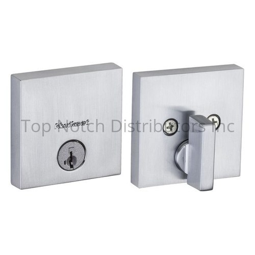 Kwikset 258SQT-26DS.STRKP Downtown Square Low Profile SmartKey Deadbolt with 6AL Latch - Satin Chrome