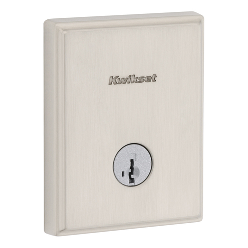 Kwikset 258TRCT-15S.STRKP Crosstown Low Profile SmartKey Deadbolt with 6AL Latch STRKP Strikes, KA3 Satin Nickel
