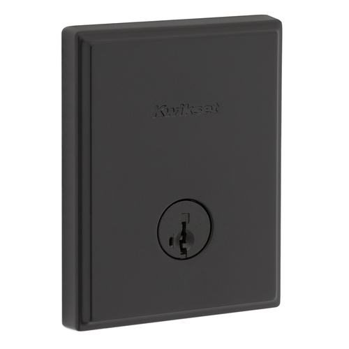 Kwikset 258TRCT-514S.STRKP Crosstown Low Profile SmartKey Deadbolt with 6AL Latch STRKP Strikes, KA3 Black