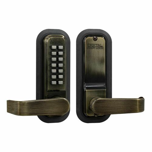 Lockey USA 2835AB Keyless Lever Lock with Passage Function, Antique Brass Finish