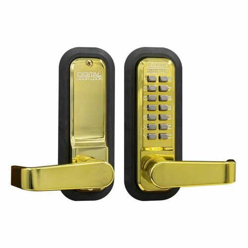 Lockey USA 2835BB Keyless Lever Lock with Passage Function - Bright Brass Finish
