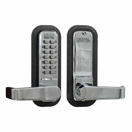 Lockey USA 2835BC Keyless Lever Lock with Passage Function, Bright Chrome Finish