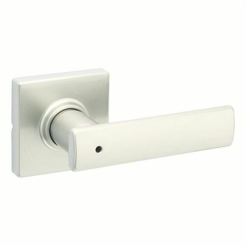 Kwikset 300BRNLSQT-15 Breton Privacy Lever Lock, Square Rose, Satin Nickel, 6AL Latch, RCS Strike