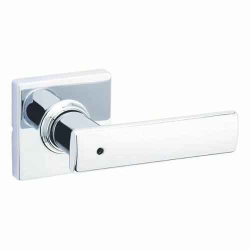 Kwikset 300BRNLSQT-26 Breton Privacy Lever Lock, Square Rose, 6AL Latch, RCS Strike, Bright Chrome