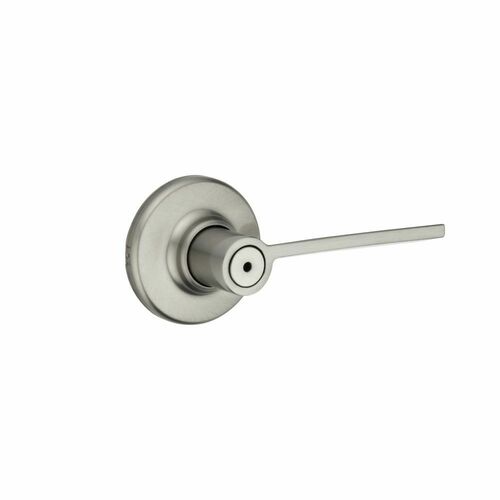 Kwikset 300LRLRDT-15 Ladera Privacy Lever Lock, Round Rose, Satin Nickel, 6AL Latch, RCS Strike