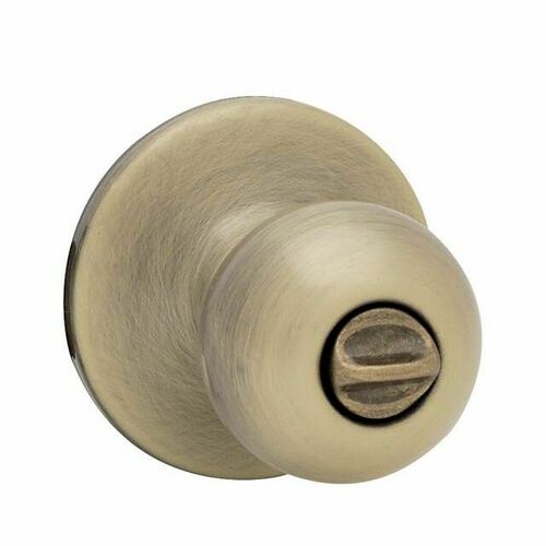 Kwikset 300P-5 Polo Privacy Door Lock, 6AL Latch RCS Strike, Antique Brass Finish