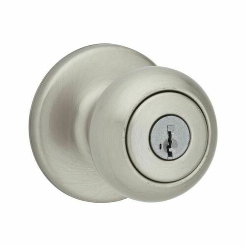 Kwikset 400CV-15S Cove Knob Entry Lock SmartKey, 6AL Latch, RCS Strike, Satin Nickel Finish