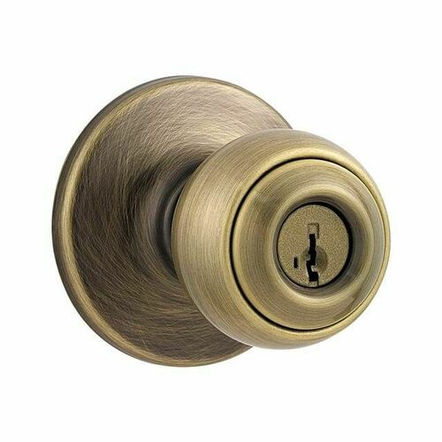 Kwikset 400P-5S Polo SmartKey Entry Door Lock with 6AL Latch RCS Strike, Antique Brass