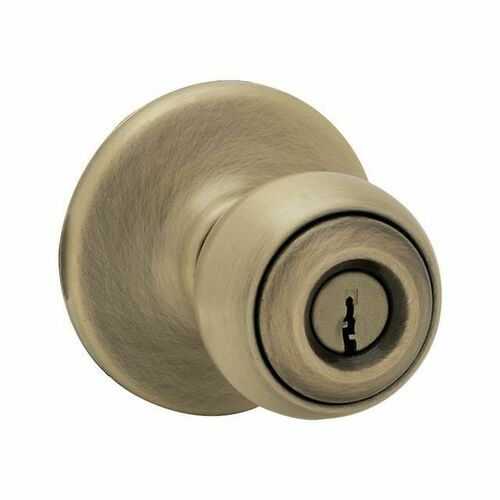 Kwikset 400P-5 Polo Entry Door Lockset, 6AL Latch, RCS Strike, Antique Brass Finish