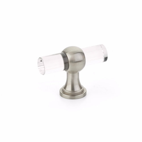 Schaub 411-15 Schaub Lumiere Satin Nickel Transitional Cabinet T Knob with Acrylic