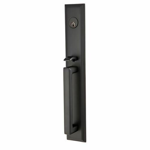 Emtek 4212HLOUS19LH Helios Left Hand Melrose Tubular Handleset, Flat Black, 2-3/8