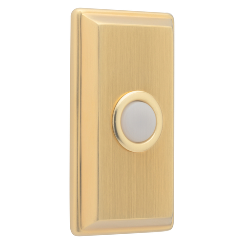 Baldwin 4860044 Satin Brass Rectangular Bell Button