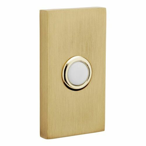 Baldwin 4863060 Satin Brass Contemporary Bell Button with Brown Finish