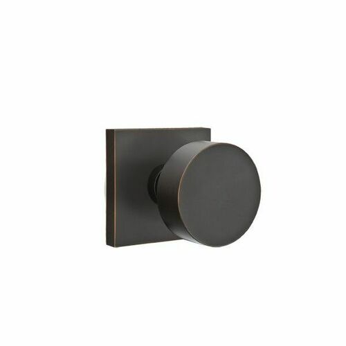 Emtek 5050ROUUS10B Round Dummy Knob Pair with Square Rose, Oil Rubbed Bronze, 1.25