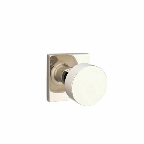 Emtek 5050ROUUS14 Polished Nickel Round Dummy Knob Pair with Square Rose for 1.25