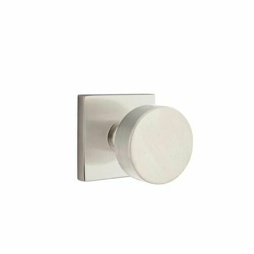 Emtek 5050ROUUS15 Round Dummy Knob Pair with Square Rose, Satin Nickel, 1-1/4