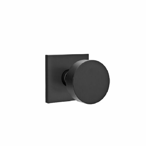 Emtek 5050ROUUS19 Flat Black Round Knob Dummy Pair with Square Rose for 1.25