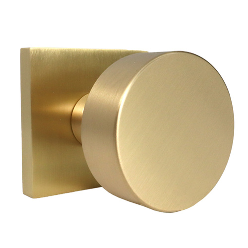 Emtek 5050ROUUS4 Round Dummy Knob Pair with Square Rose, Satin Brass, 1.25