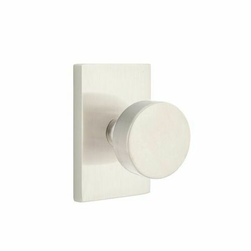 Emtek 5052ROUUS15 Satin Nickel Round Knob Dummy Pair with Modern Rectangular Rose