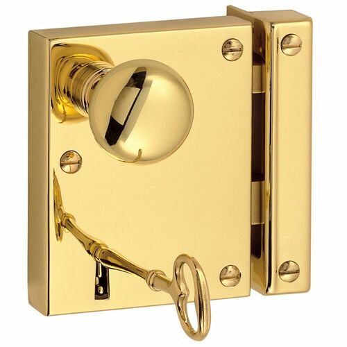 Baldwin 5604031L Left Hand Vertical Entry Rim Lock, Unlacquered Brass Finish