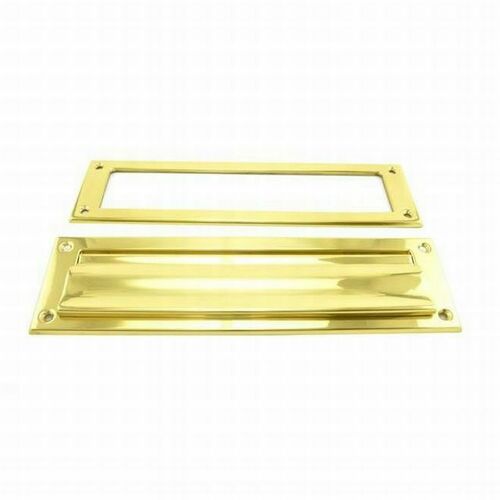 Ives 620B3 Brass Magazine Mail Slot, Spring-Loaded Front, Open Back, Bright Finish