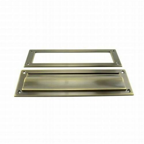 Ives 620B5 Antique Brass Solid Brass Mail Slot with Spring-Loaded Front