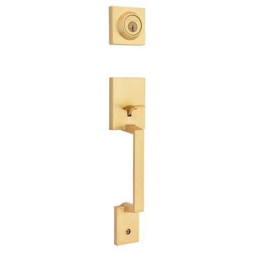 Kwikset 687AMDLIP-4S.STRKP Amador Single Cylinder Exterior Handleset SmartKey and STRKP Strike Pack which includes Square Corner, Satin Brass