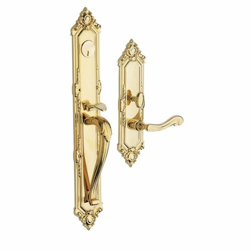 Baldwin 6950003RENT Kensington Right Hand Single Cylinder Mortise Lock Trim, Brass Finish