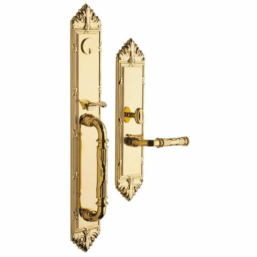 Baldwin 6952003LENT Edinburgh Left Hand Single Cylinder Mortise Lock Trim, Brass Finish