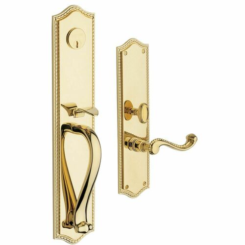 Baldwin 6963003RENT Bristol Right Hand Single Cylinder Mortise Lock Trim, Brass Finish