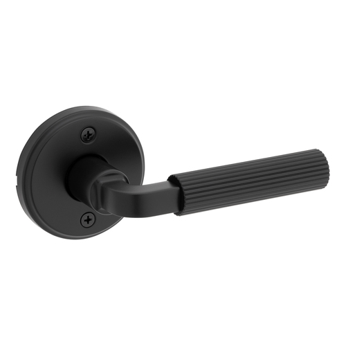 Kwikset 720MAL-514 Mirada Reeded Lever with Round Rose Passage Lock, Matte Black Finish