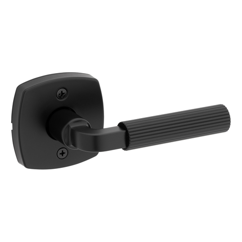 Kwikset 720MALMDT-514 Mirada Reeded Lever with Midtown Rose Passage Lock, Matte Black Finish