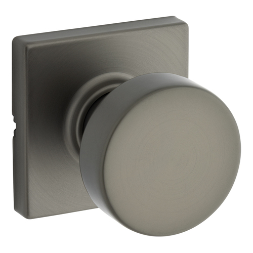 Kwikset 720PSKSQT-18G Pismo Passage Knob with Square Rose, 6AL Latch, Gunmetal Finish