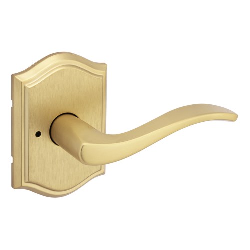 Kwikset 730SELART-4 Sedona Lever Capetown Rose Privacy Lock, Satin Brass, 6AL Latch, RCS Strike