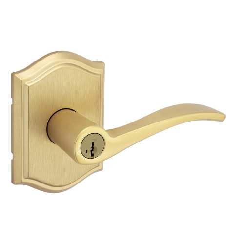 Kwikset 740SELART-4S Sedona Lever Capetown Rose SmartKey Entry Lock, Satin Brass Finish