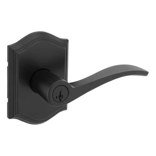 Kwikset 740SELART-514S Sedona Lever Capetown Rose Entry Lock, SmartKey, Matte Black Finish