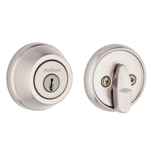 Kwikset 780-15.STRKP Single Cylinder Deadbolt with 6AL Latch STRKP Strikes - Satin Nickel