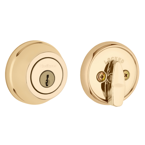 Kwikset 780-3.STRKP Single Cylinder Deadbolt with 6AL Latch STRKP Strikes, Bright Brass Finish