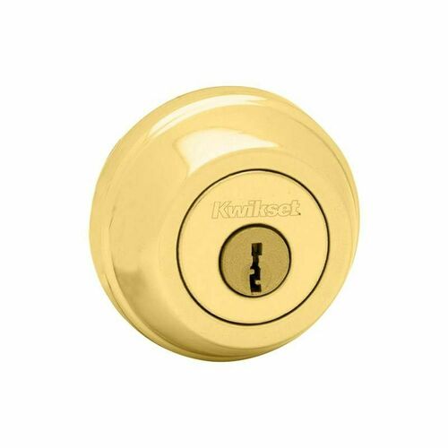 Kwikset 785-3.STRKP Double Cylinder Deadbolt with 6AL Latch STRKP Strikes - Bright Brass Finish