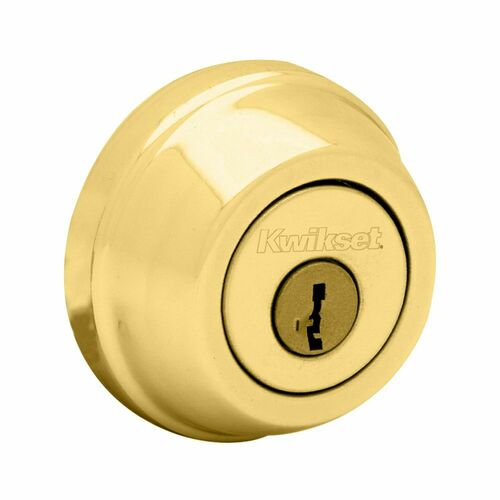 Kwikset 785-3S.STRKP Double Cylinder SmartKey Deadbolt with 6AL Latch Bright Brass Strikes