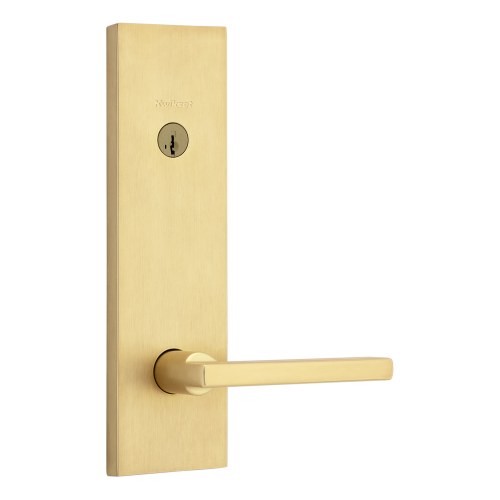 Kwikset 812HFLRCT-4S.STRKP Halifax Lever Entry Set with Rectangular Escutcheon Satin Brass Deadbolt