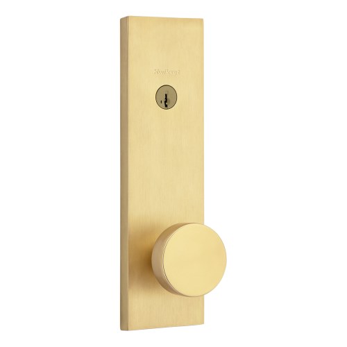 Kwikset 812PSKRCT-4S.STRKP Pismo Entry Set with Rectangular Escutcheon Single Cylinder Deadbolt, Satin Brass