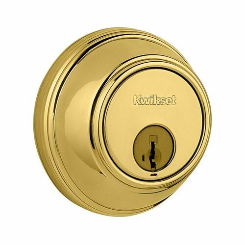 Kwikset 817-3S UL Key Control Deadbolt SmartKey with RCAL Latch RCS Strike, Brass Finish