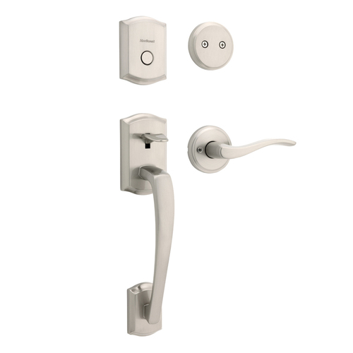 Kwikset 819PTHXSEL-15 Prescott Dummy Handleset with Sedona Lever, Satin Nickel Finish